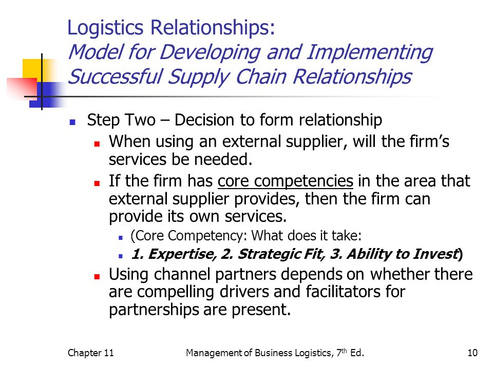 Logistics and core competencies